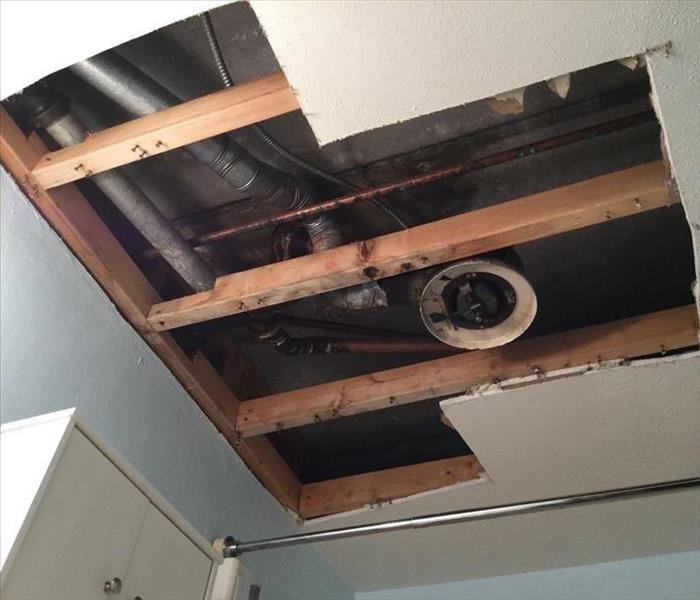 water damage from a broken water pipe