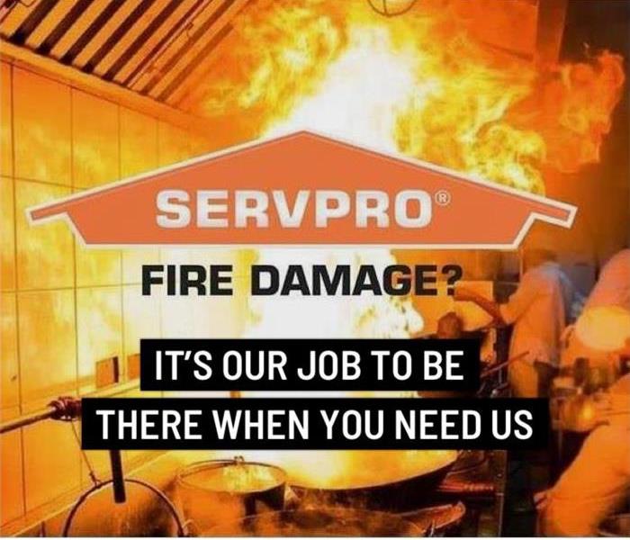 fire damaged location with SERVPRO logo saying Fire damage? It's our job to be there when you need us.