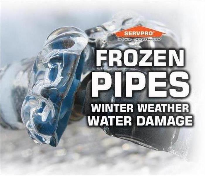 an image of a frozen water spigot with a SERVPRO logo 