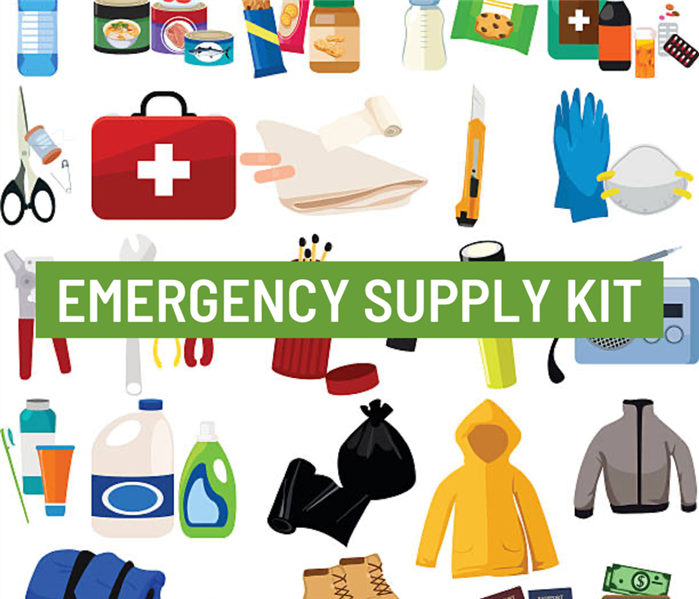 a visual of items on an emergency prepared kit item