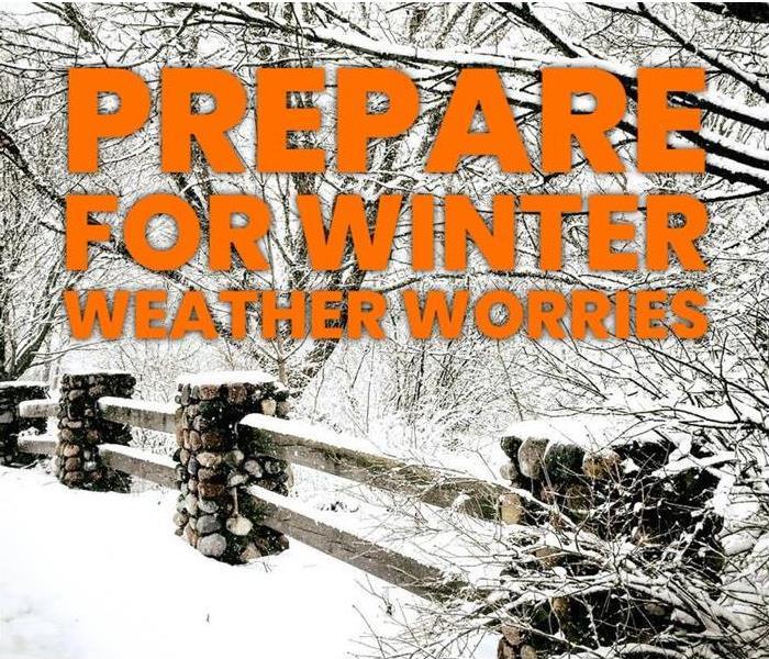 a snowy background with title "Prepare for Winter Weather Worries