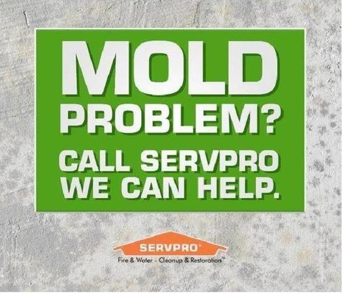 a graphic image with the following verbiage: "Mold Problem? Call SERVPRO. We Can Help