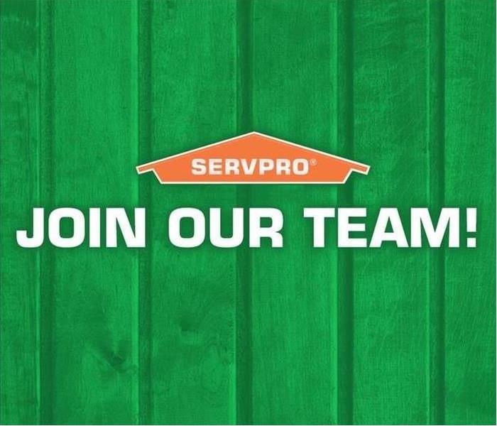green background with SERVPRO logo and Join Our Team copy